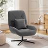 Swivel Accent Chair, Chenille Upholstered Armchair with Lumbar Cushion, High Backrest, Deep Seat, Dark Grey