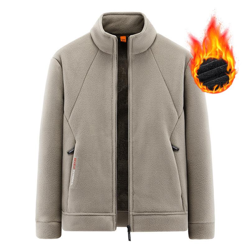 Outdoor Fleece Jacket Men's Autumn and Winter Fleece Jacket Casual Stand Collar Fleece Jacket