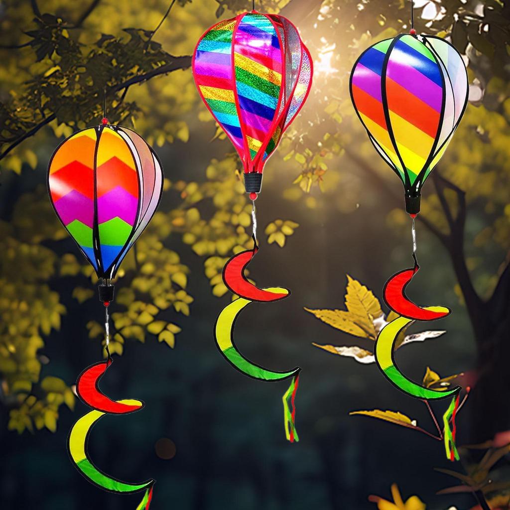 Hot Air Balloon Wind Spinners 3X Air Balloon Wind Spinner Windsock Ornament Outdoor Decoration For Yard Garden Patio Fences