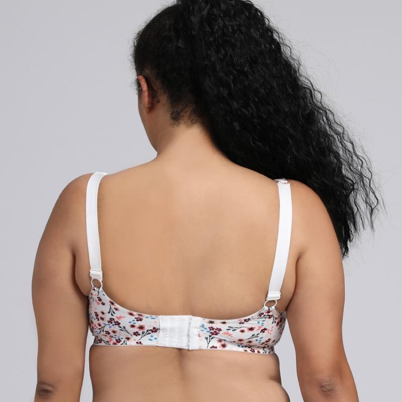 Ultra-thin Fine Cotton High-quality Wide Shoulder Straps Steel Ring Plus Size Bra European and American Printed Underwear