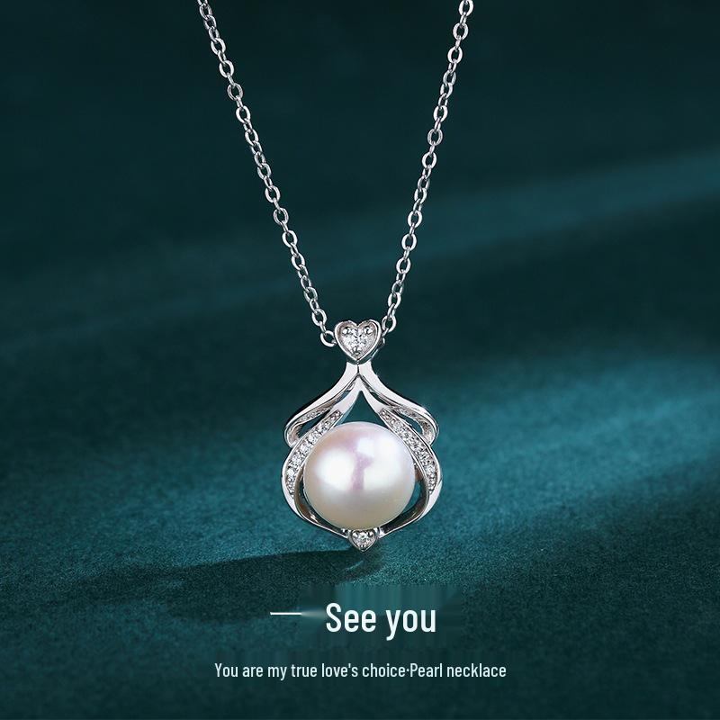 S925 Sterling Silver Heart Necklace with Freshwater Pearl Pendant - Fashionable Luxury for Women, Perfect for Qixi Festival.
