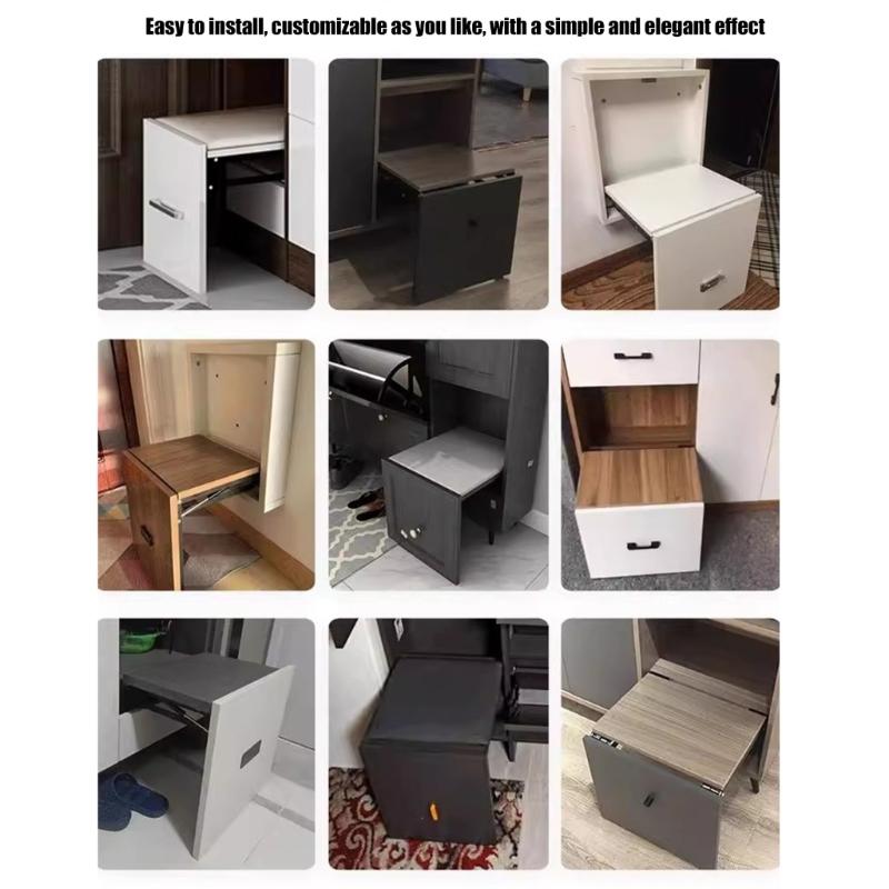 Hydraulic Buffer Concealed Flip Down Stool Hardware Convenient for Wall Mounted Shoe Cabinets and Furniture Hardware