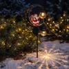 Holiday Path Stake Lights Santa Garden Light, Solar Powered Crescent Moon Lamp, Double Ornament Glass Globes, Christmas Waterproof Pathway
