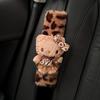 Melard Leopard Print Hello Kitty Plush Car Seatbelt Shoulder Pad Car Interior Decoration Gift for New Car