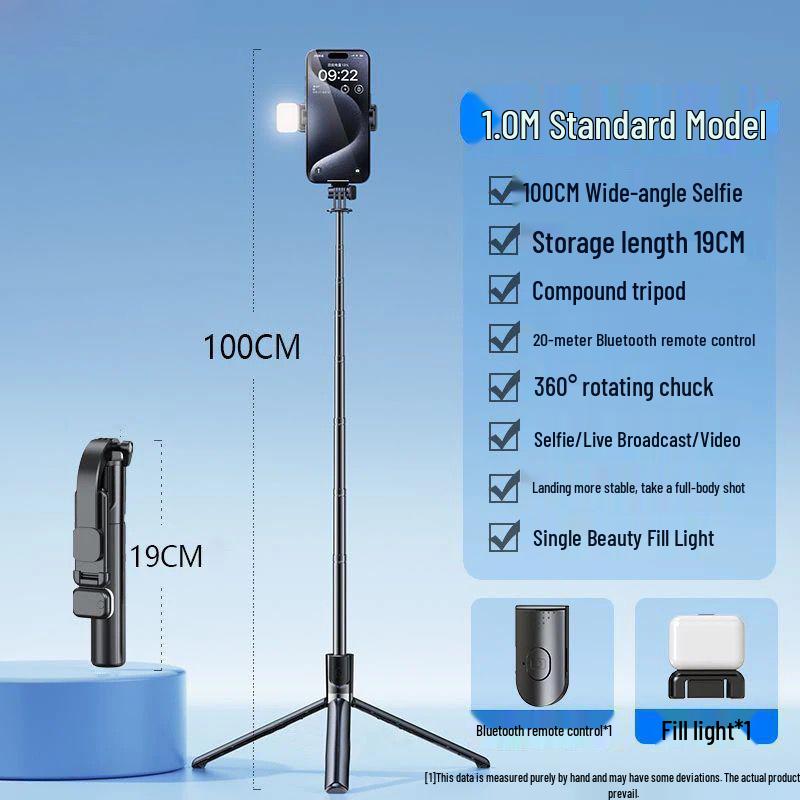 Portable Bluetooth Selfie Stick with Remote, Tripod Stand for Photography and Streaming, Foldable and Ideal for Travel