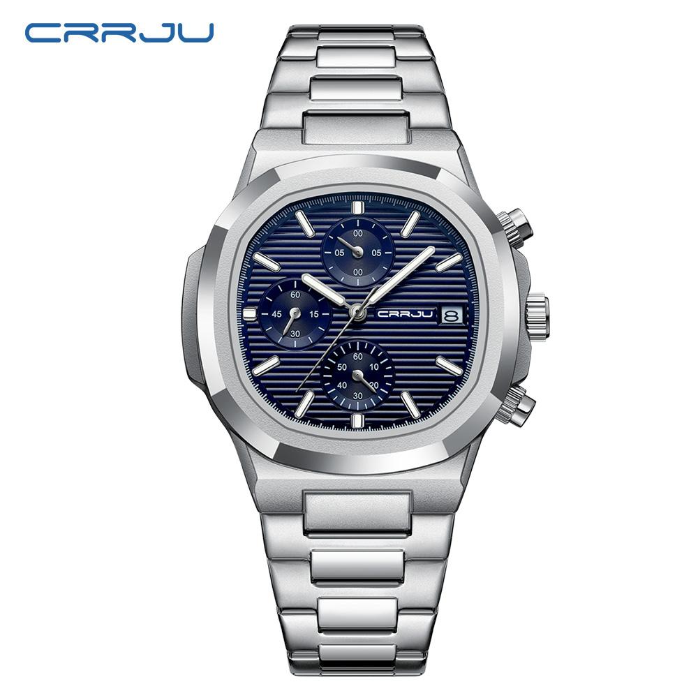 Herrenuhren, luxuriöse, sportliche Chronographen-Armbanduhren für Herren, Quarz-Edelstahlband, Uhr mit Leuchtzeigern