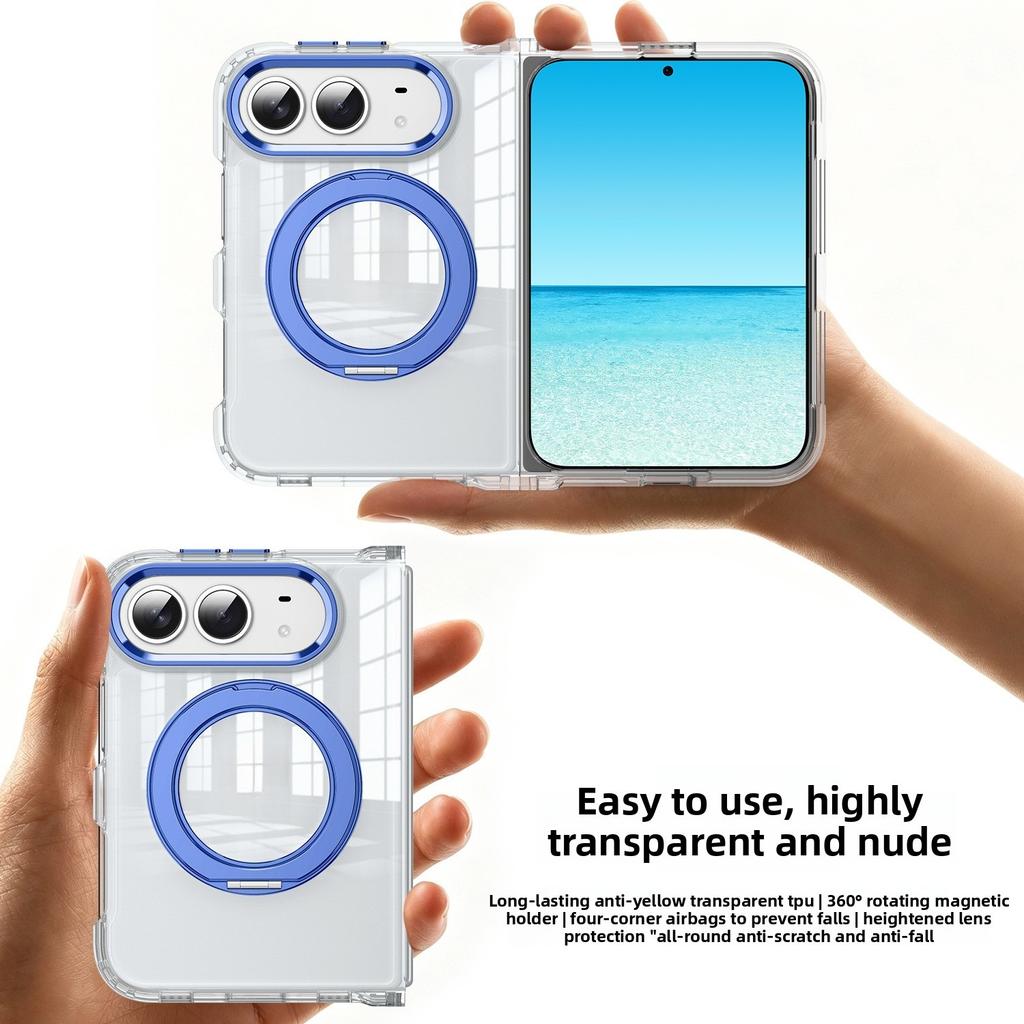 360 Rotating Magnetic Kickstand Skin Feel Clear Case for IPhone Ultra 18 Fold Wide Shockproof for Magsafe Metal Button Cover