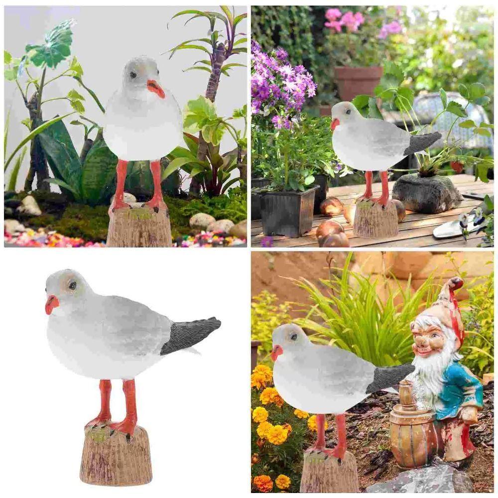 2 Pcs Unique Red-billed Gull Model Miniature Simulation Seagull Sculpture  Table
