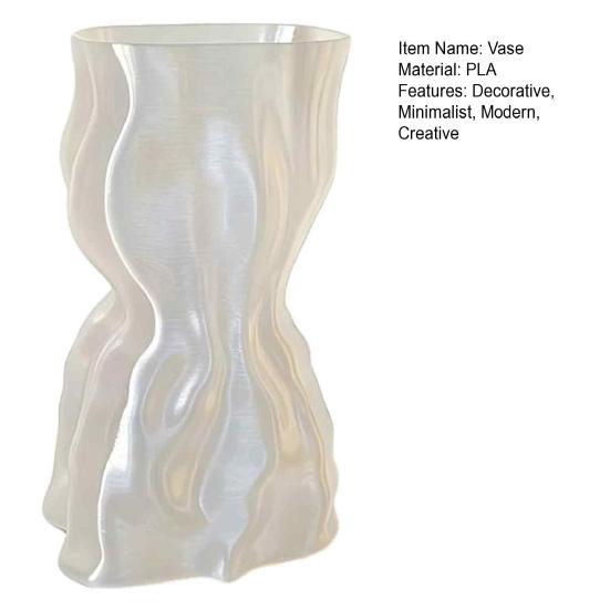 Bedroom Aesthetic Decor 3D Printed Flower Vase, Modern Minimalist Vase for Living Room Sophisticated Home Accessories Decor, Creative Floral
