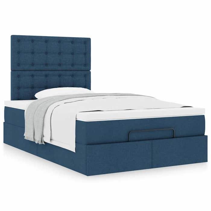 Maison Exclusive - Cadre de lit ottoman avec matelas bleu 120x190 cm tissu