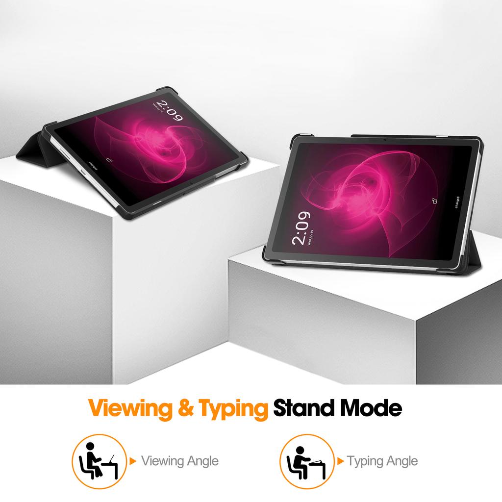 For T-Mobile REVVL Tab Tri-fold Stand Smart Case PU Leather Tablet Cover