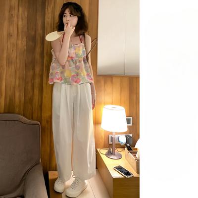 High Waist Wide-leg Nine-leg Pants Drooping Small Person Lazy Loose Slim Cool Pants Spring and Summer Casual Pants Women's Pants