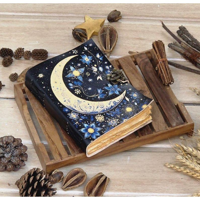 Grimoire Leather Journal, Print Tree of Life Journal, Blank Spell Book of Shadows Celestial Leather Journal Gifts For Him Her