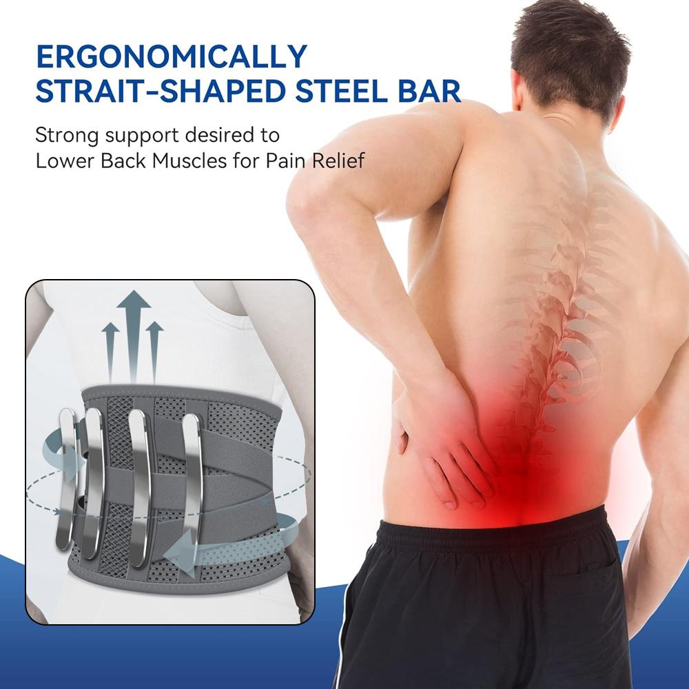 Lower Back Brace For Back Pain Relief, Breathable Lower Back Support For Women Men, Adjustable Lumbar Support Belt With 4 Stays