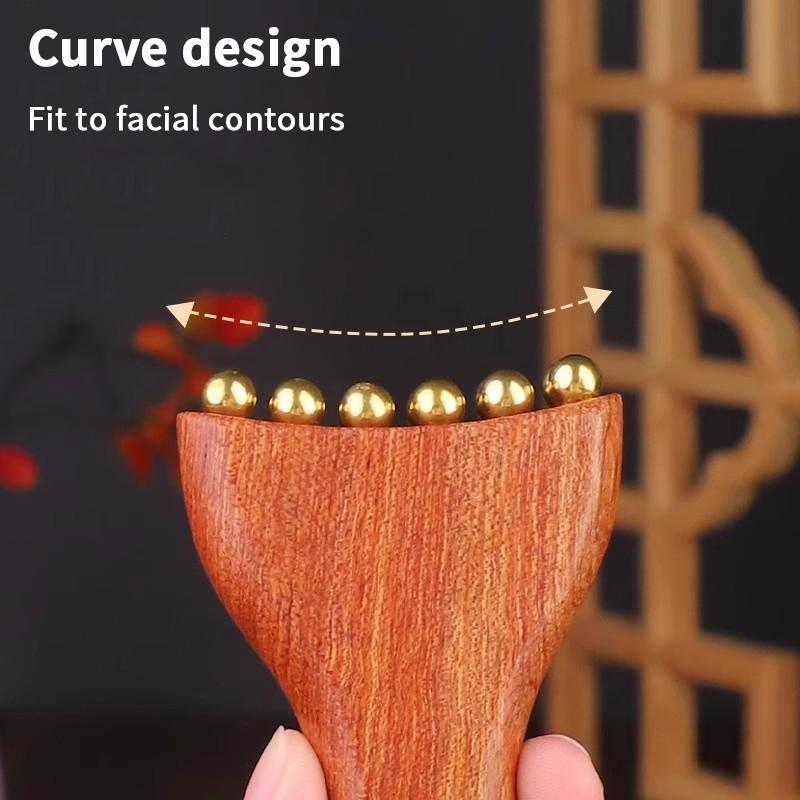 Brass Gold Bead Facial Fascia Lifting Tool Cheek Beauty Massage Gua Sha Lymphatic Drainage Massager Trigger Point Relaxation