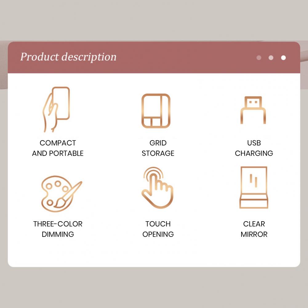 Weiche Lichteinstellung Make-up-Organizer Tragbarer LED-Spiegel Kosmetik-Aufbewahrungsbox mit mehreren Fächern für Schmuck Make-up