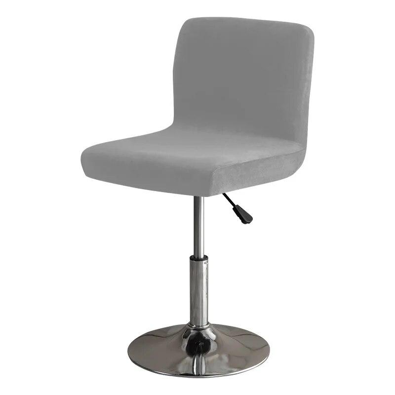 Soft Velvet Bar Stool Chair Cover Solid Stretch Rotating Chair Slipcover Elastic Low Back Office Dining Seat Protector Dark Blue