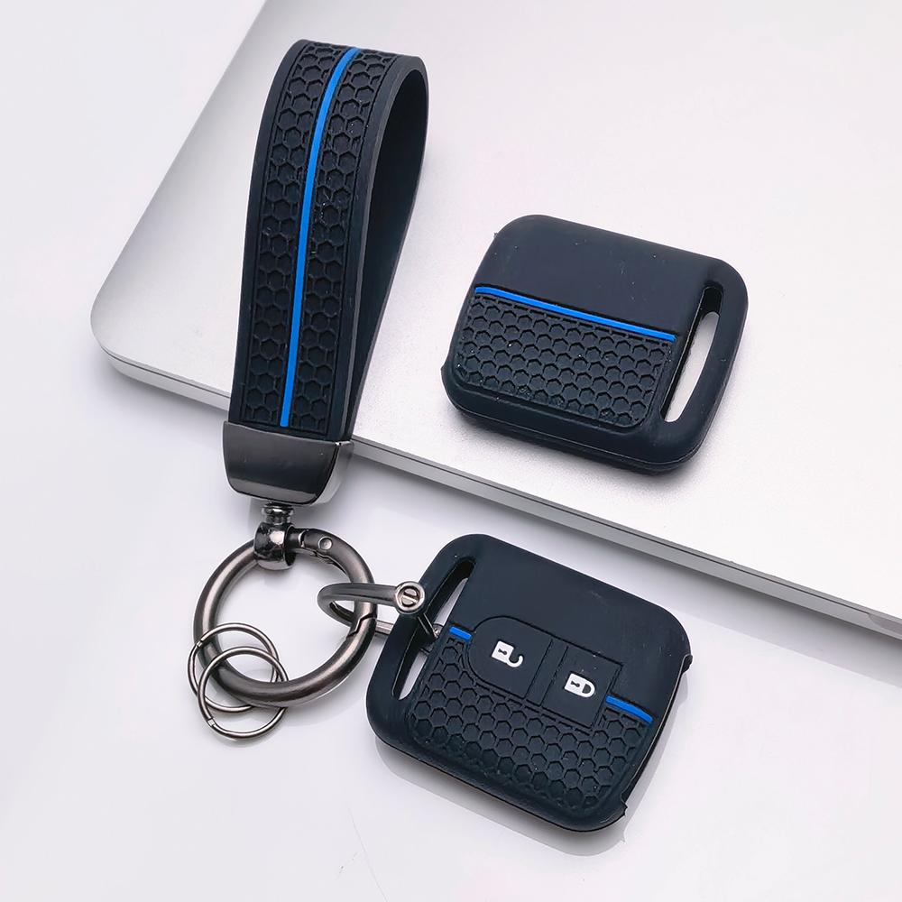 Key Fob Cover for Nissan Qashqai Micra Tiida Sunny Livina Sylphy with Keychain Anti-Scratch Surface Shockproof Structure Soft Grip Texture