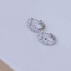 Lady Flower Faux Sweet Rhinestone Huggie Silver Plated Earrings Hoops