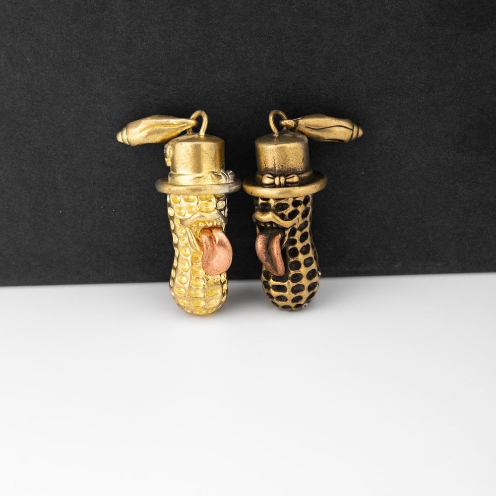 Creative Peanut Key Ring Bead Lanyard Pendant Peanut Key Chain Ornament Brass Pendant DIY Accessory