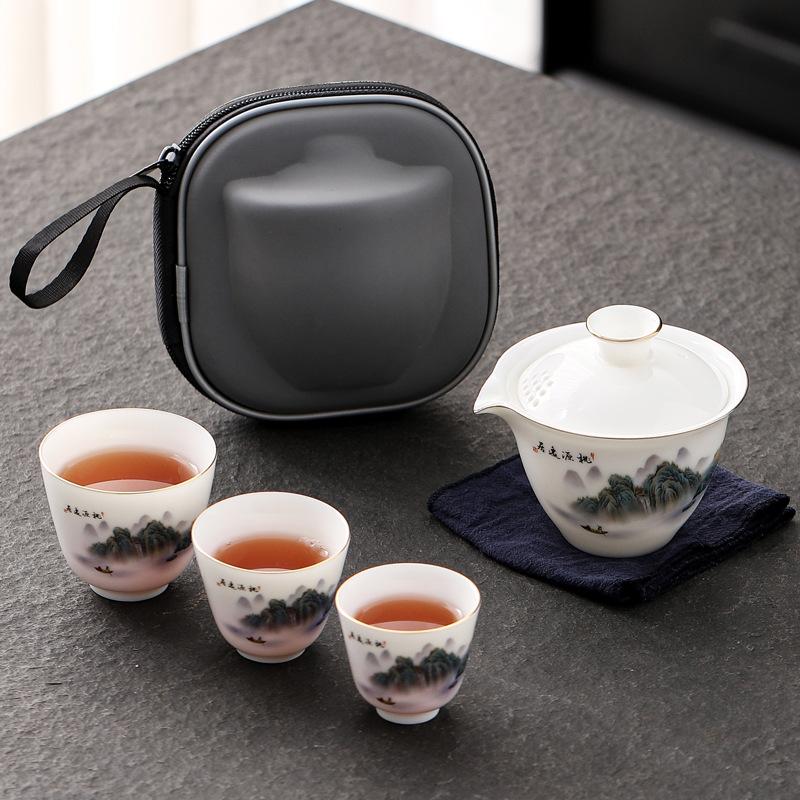 

Керамическая чашка Куайкэ Нефритовый жир Портативный дорожный чайный набор Сувенир Подарки для бизнеса и компании