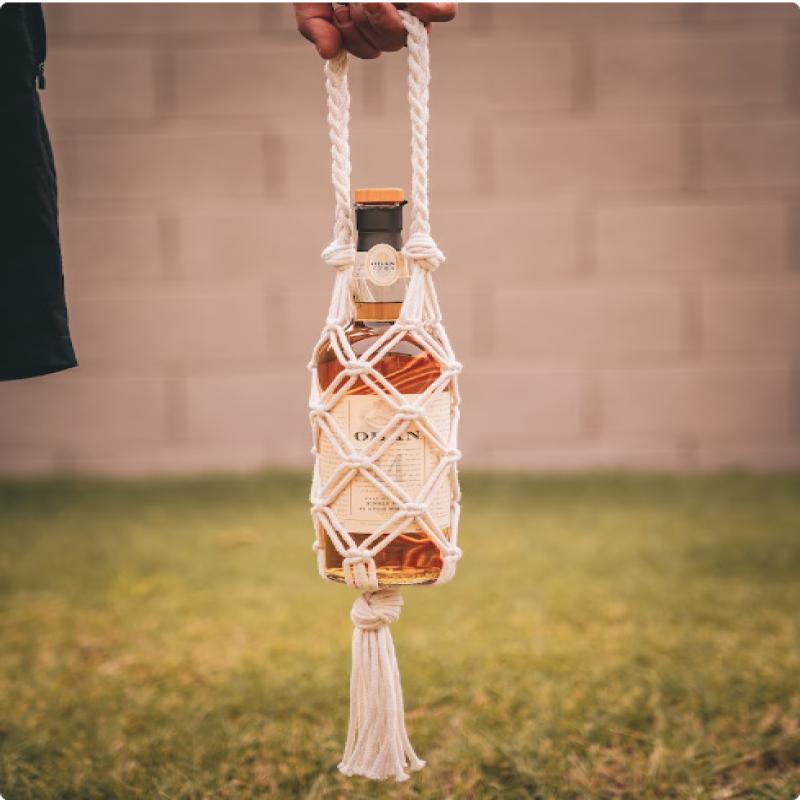 Hand-Woven Red Wine Storage 65Cm Bohemian Water Bottle Hanging Handbag Wine Storage Hiking Cycling
