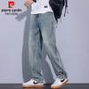 Pierre Cardin Men's Retro Loose Fit Tencel Straight-Leg Jeans