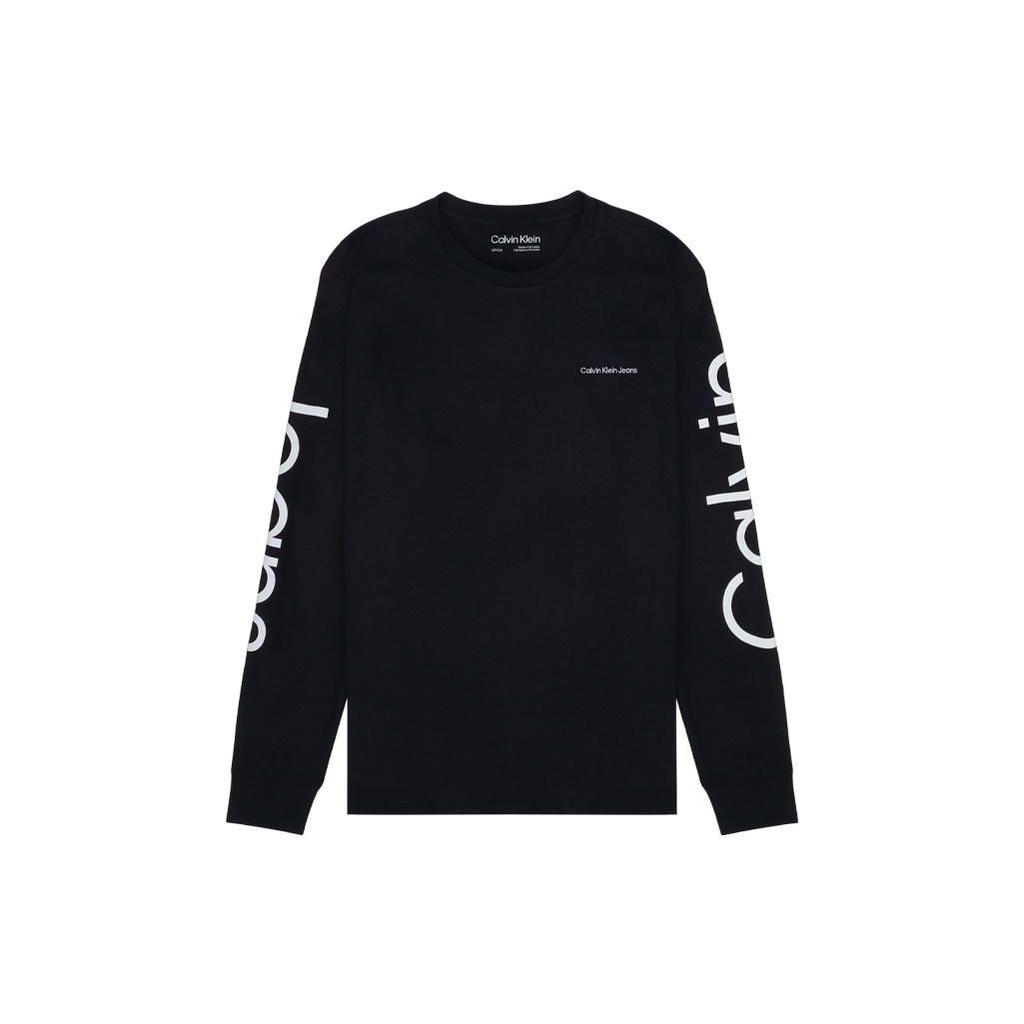 Calvin Klein Fitted Logo Print Crew Neck Pullover Sweatshirt Men tops Black 40DC812-004