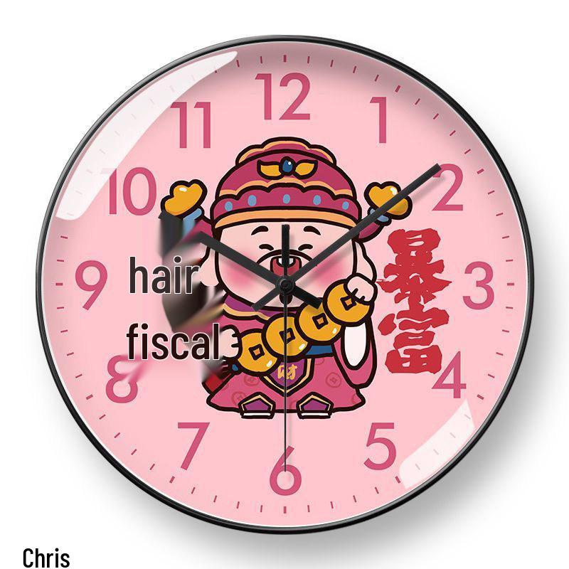 God of Wealth Luxury Silent Wall Clock - New Chinese Style for Living Room