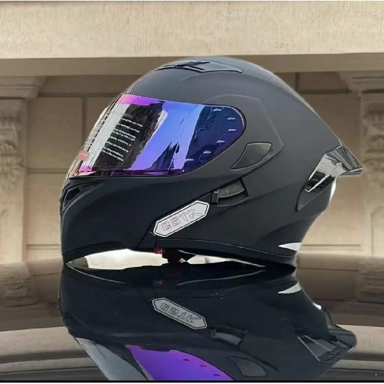 QSTK Large Head Circumference Motorcycle Helmet with Bluetooth Slot, Dual Visors, New Model Flip-Up Helmet