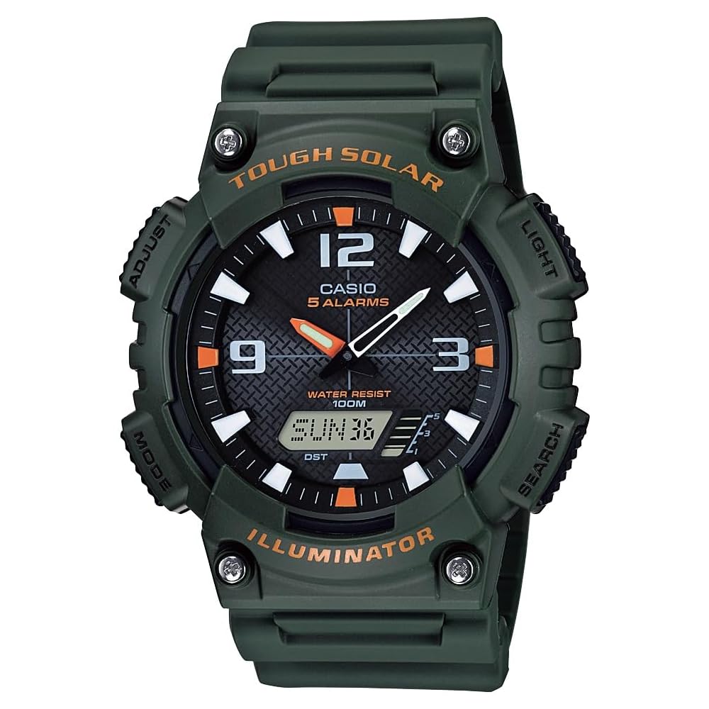 

Casio AQ-S810W-3A Men s Solar Analog Digital Watch Green Stainless Steel Band