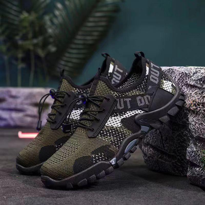 Outdoor hiking shoes comfortable breathable men's sports shoes hole shoes soft sole camouflage casual men's shoes