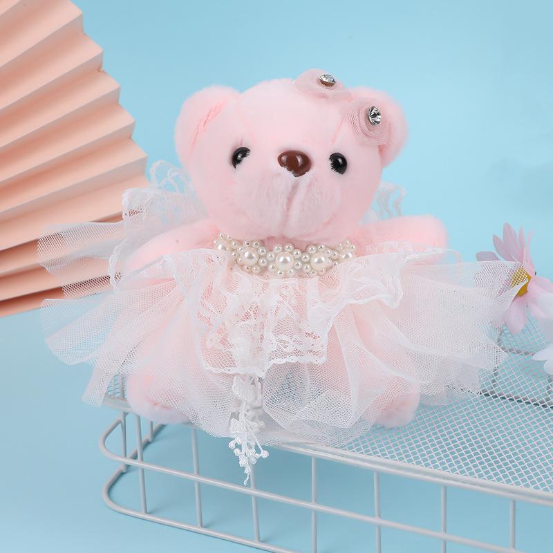 Cute Mini Plush Bear Keychain Fashionable Cartoon Doll Pendant Bag Charm For Women