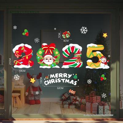 Weihnachtstag Klebefreie Statisch Haftende Fensteraufkleber für Ladendekorationen