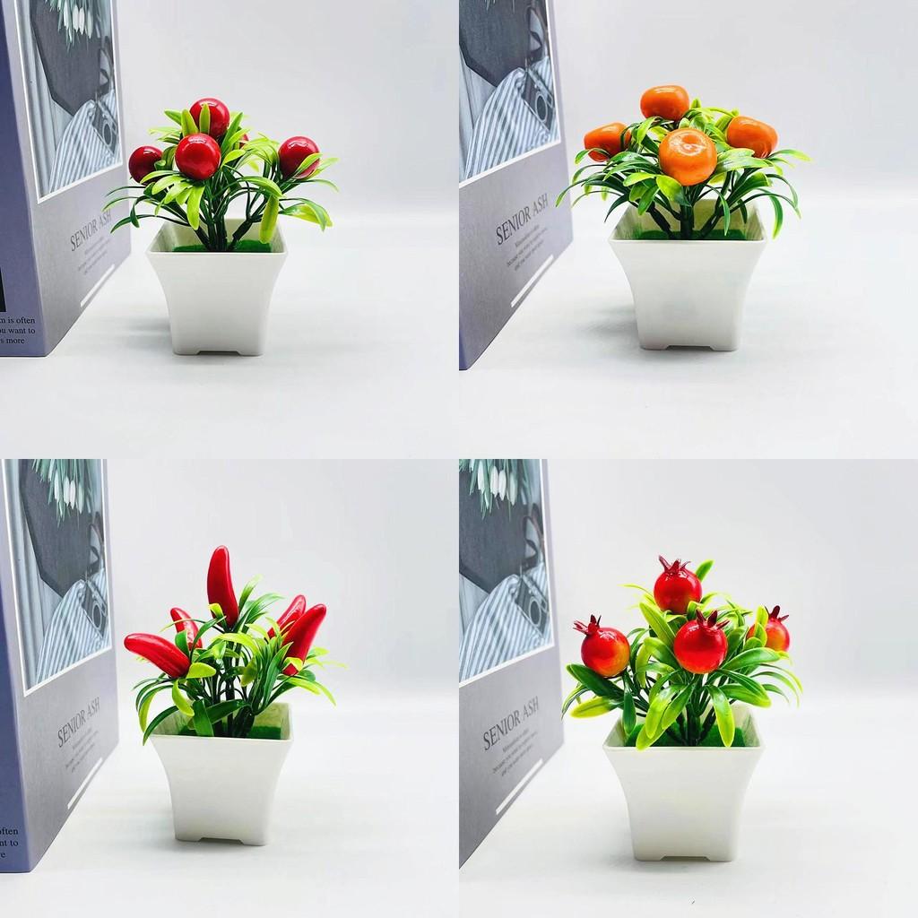 Fruit Red Orange Chili Pomegranate Simulated Potted Artificial Flower Plastic