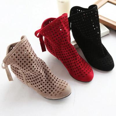 Stivali estivi alla moda, stivaletti 2025 con le nuove scarpe, stivali all'uncinetto traforati con lacci, taglie forti 43, stivali da donna alla moda con lacci cavi.