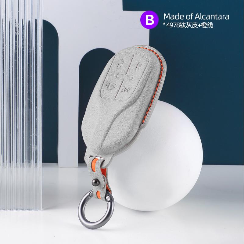 

Alcantara Suede Car Remote Key Case For Maserati Levante Ghibli Quattroporte GT Granturism GranCabrio Keychain Accessories