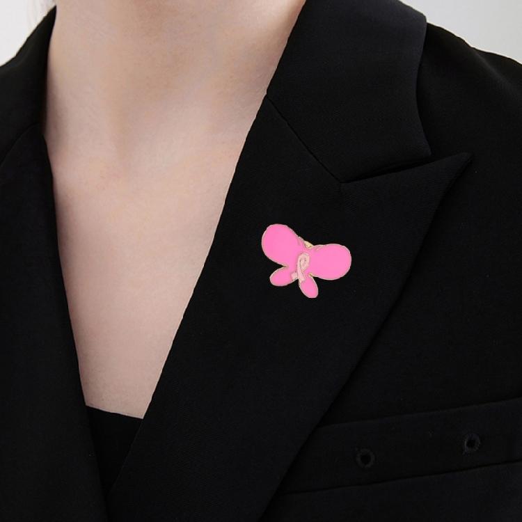 10Pcs Cancer Awareness Brooch Butterfly Lapel Pin Pink Ribbon Metal Pins For Clothing Jackets Hat Dress Embellishments