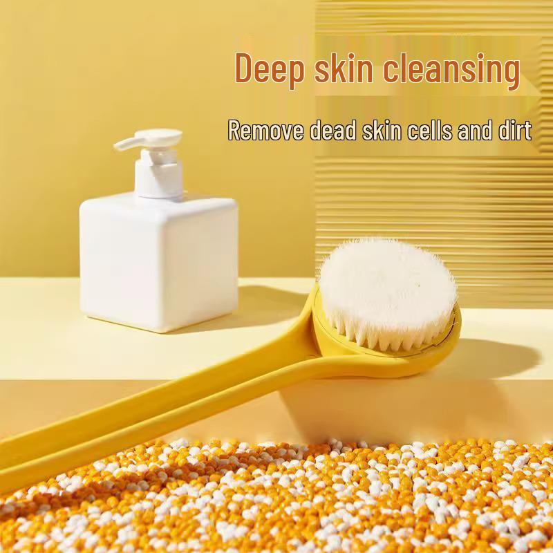 Cute Little Yellow Duck Soft Bristle Bath Brush for Adults & Kids - Long Handle Back Scrubber