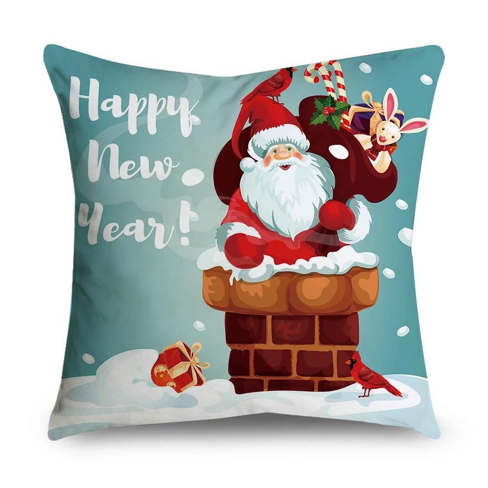 Christmas Pillowcase Animal Moose Sleigh Wreath Santa Claus Snowman Christmas Decoration Office Sofa Bed Car Throw Pillowcase