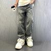 Erkek Amerikan Tarzı Retro Yüksek Sokak Hip-hop Düz Kesim Kot Pantolon Trendy Jakarlı Tam Baskılı Mikro İspanyol Paça Günlük Pantolon