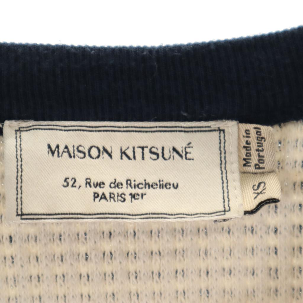 MAISON KITSUNE Made in Portugal Long sleeve waffle knit XS Navy Men's Used