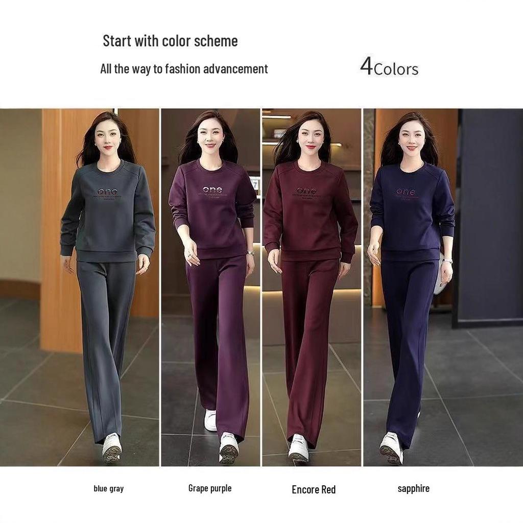 Dames Casual Sportkleding Set Lente/Herfst 2025 voor Moeders op Middelbare Leeftijd - Slank Makende Hoodie & Lange Broek