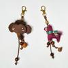Cute Retro Pony Keychain Fabric Embroidered Key Holder Handmade Elephant Pony Pendant Gift