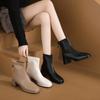 French Thick Heel Small Short Boots Women's 2025 New Martin Boots Fashion Soft Leather Square Head Versatile Medium Boots Fashion Boots