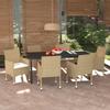 7 Pcs Poly Rattan Garden Dining Set and Cushions