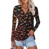 Women's Summer Fashion Casual  Printed V-Neck Long Sleeve Shirt Top
