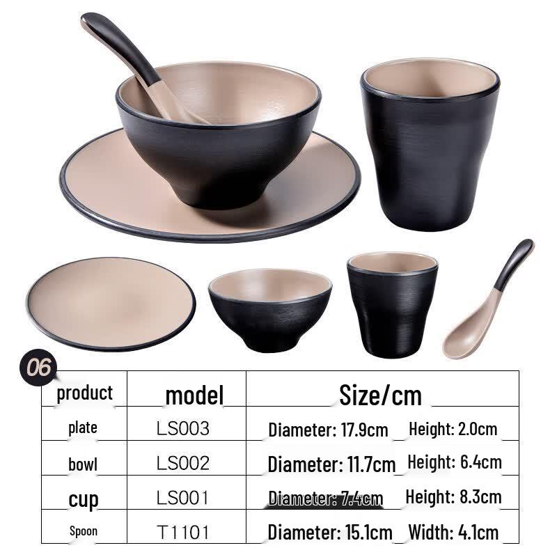 Melamine Imitation Porcelain 4-Piece Tableware Set
