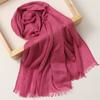 Foreign Trade Silk Scarf Cotton And Linen Headscarf Women'S Spring And Summer Solid Color Japanese And Korean Scarf Sun Protection Warm Shawl Hair