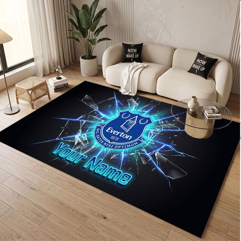 Custom Rug Everton FC Pattern Print Name Text Soft Non‑Slip Floor Carpet for Home Indoor Decoration